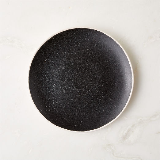 Fynn Black and White Salad Plate with Reactive Glaze