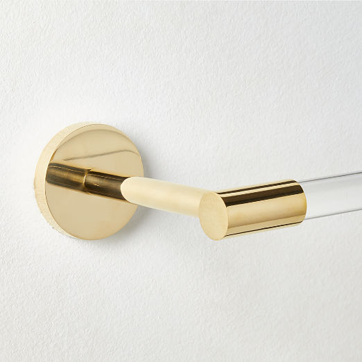 Flynn Crystal Unlacquered Brass Wall-Mounted Toilet Paper Holder