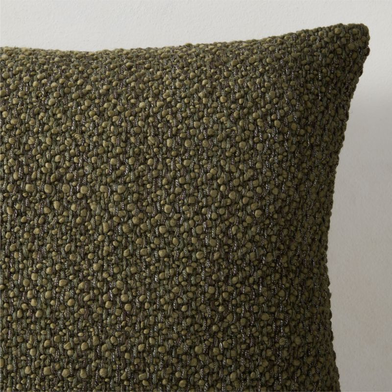 Fancy Olive Green Slub Weave Italian Wool Throw Pillow with Down-Alternative Insert 22"x15" by Casa Dean by Swizz Beatz - image 1 of 4