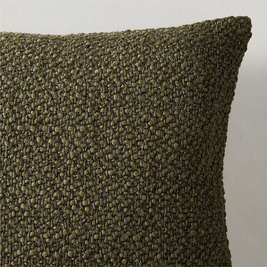 Fancy Olive Green Slub Weave Italian Wool Throw Pillow 22"x15" by Casa Dean by Swizz Beatz