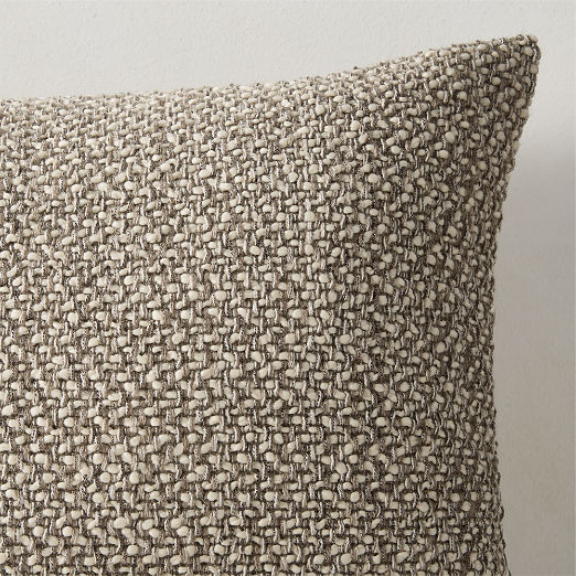 Fancy Taupe Slub Weave Italian Wool Throw Pillow 22"x15" by Casa Dean by Swizz Beatz