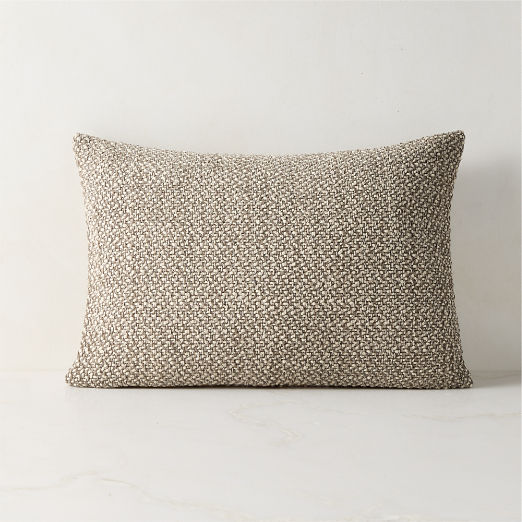 Fancy Taupe Slub Weave Italian Wool Throw Pillow 22"x15" by Casa Dean by Swizz Beatz