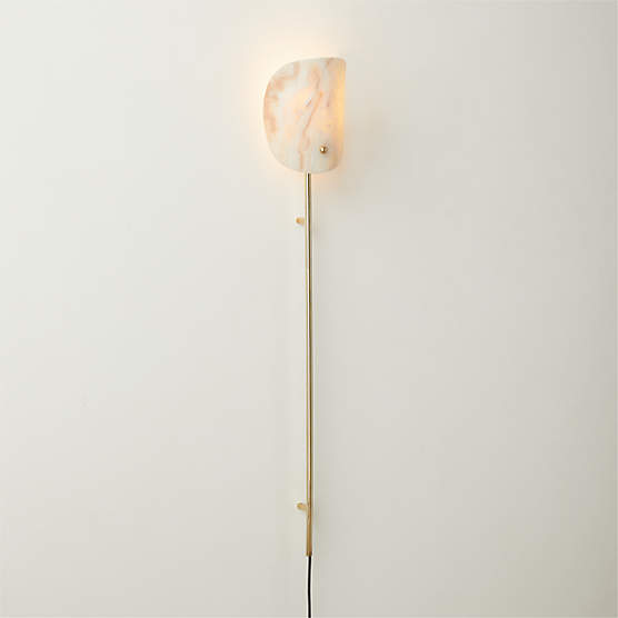 Fold Onyx and Brass Plug-In Wall Sconce Light Tall