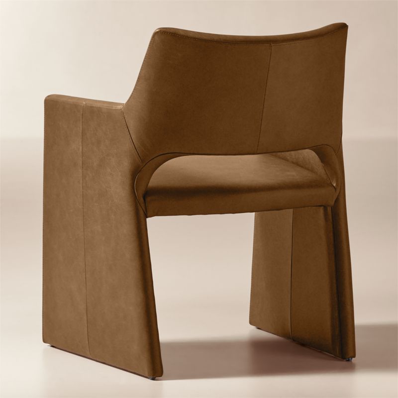 Foley Brown Leather Dining Armchair - image 4 of 7