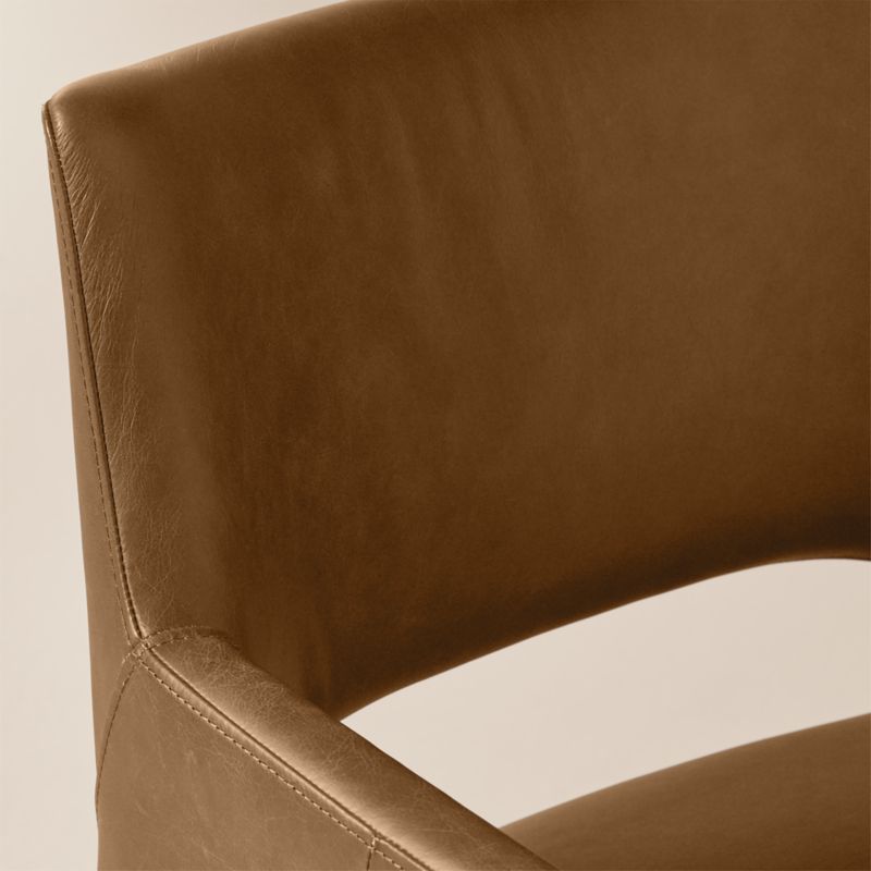 Foley Brown Leather Dining Armchair - image 5 of 7