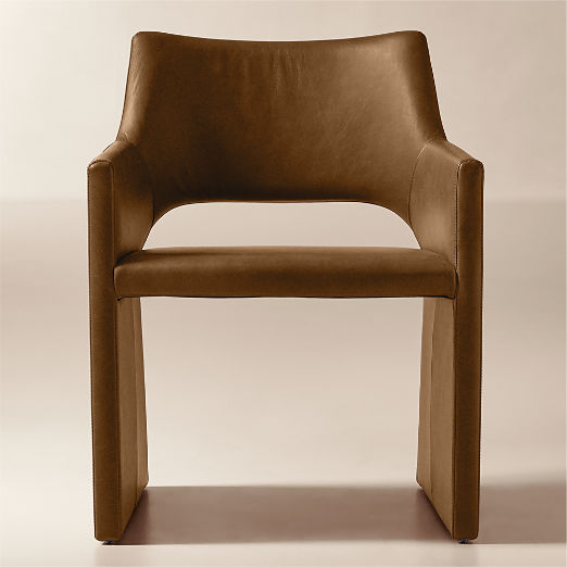 Foley Brown Leather Dining Armchair
