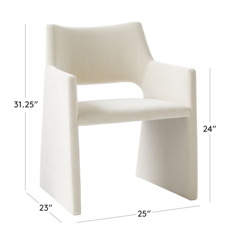 View Foley Snow White Performance Velvet Dining Armchair - image 3 of 17