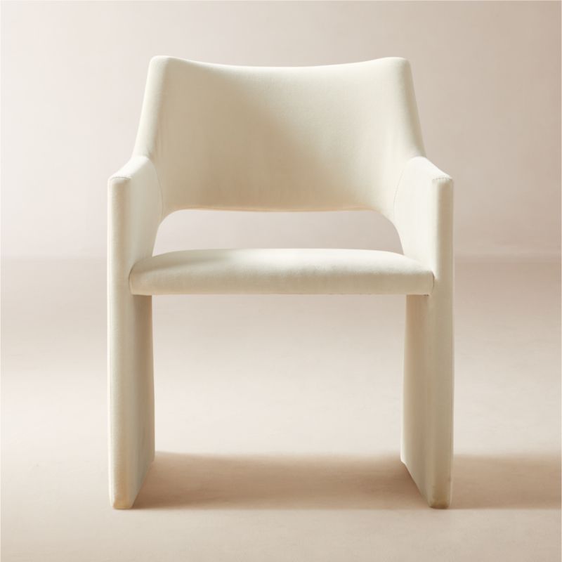 Foley Snow White Performance Velvet Dining Armchair - image 0 of 17