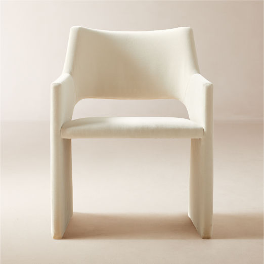 Foley Snow White Performance Velvet Dining Armchair