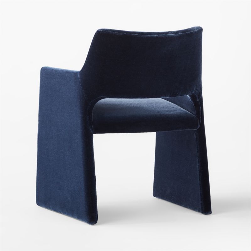 Foley Faux Mohair Navy Dining Armchair Set of 4 - image 2 of 7