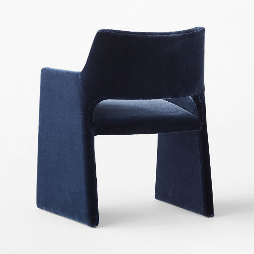 Foley Faux Mohair Navy Dining Armchair Set of 4