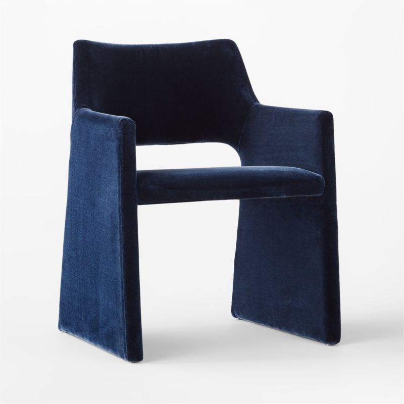 Foley Faux Mohair Navy Dining Armchair Set of 4 - image 3 of 7