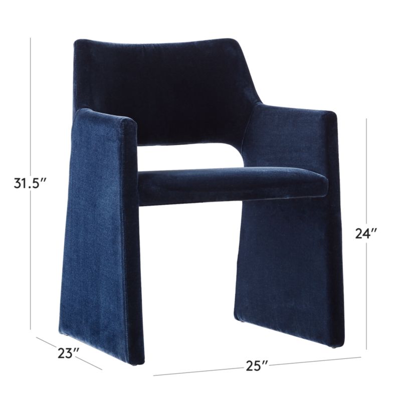 View Foley Faux Mohair Navy Dining Armchair Set of 4 - image 2 of 7