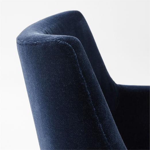 Foley Navy Faux Mohair Dining Armchairs Set of 4
