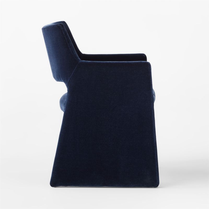 Foley Faux Mohair Navy Dining Armchair Set of 4 - image 5 of 7