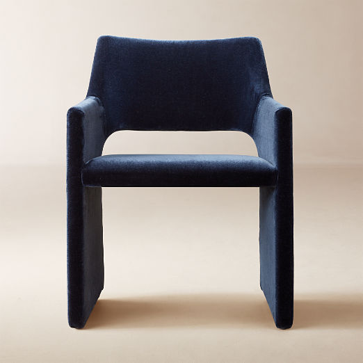 Foley Faux Mohair Navy Dining Armchair