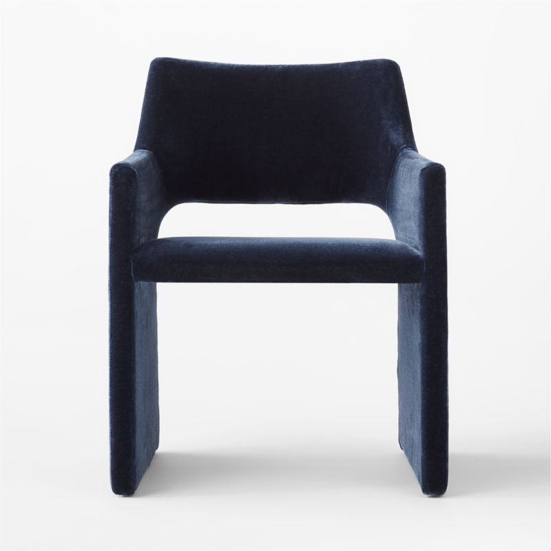 Foley Faux Mohair Navy Dining Armchair Set of 4 - image 6 of 7