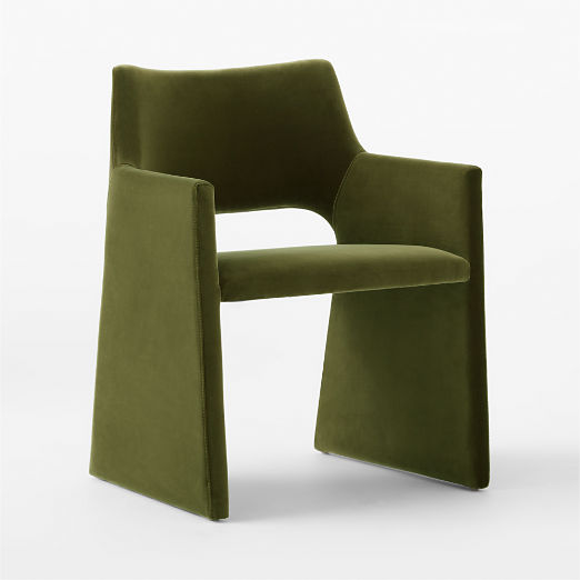 Foley Olive Green Velvet Dining Armchair