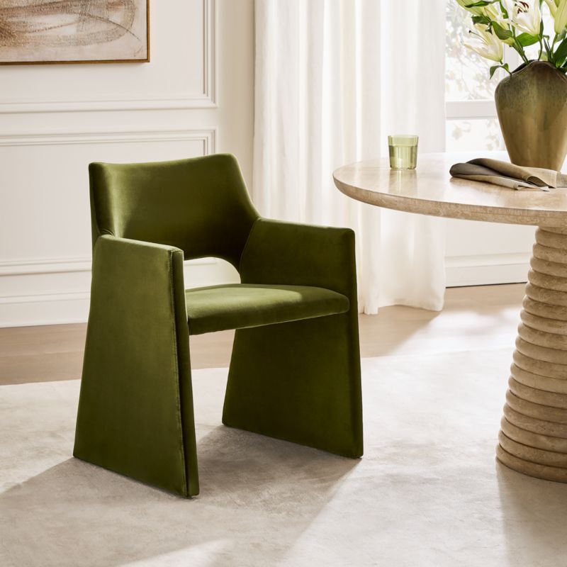 Foley Olive Green Velvet Dining Armchair - image 8 of 15