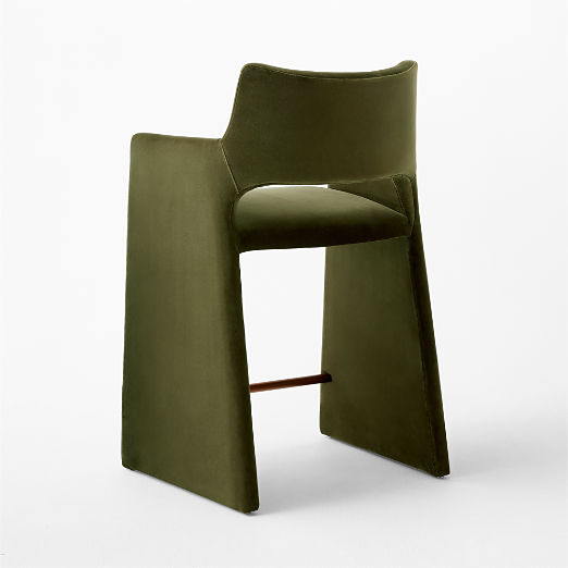 Foley Olive Green Velvet Counter Stool