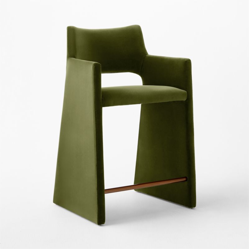 Foley Olive Green Velvet Counter Stool - image 2 of 6