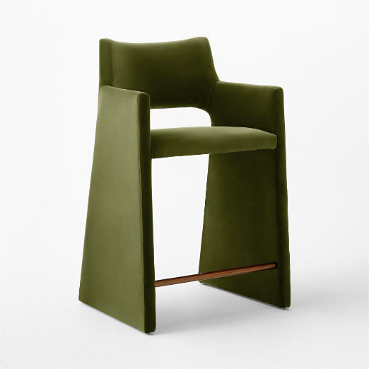 Foley Olive Green Velvet Counter Stool