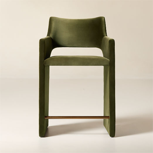 Foley Olive Green Velvet Counter Stool