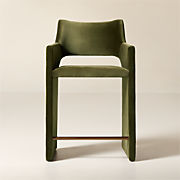 Foley Olive Green Velvet Counter Stool
