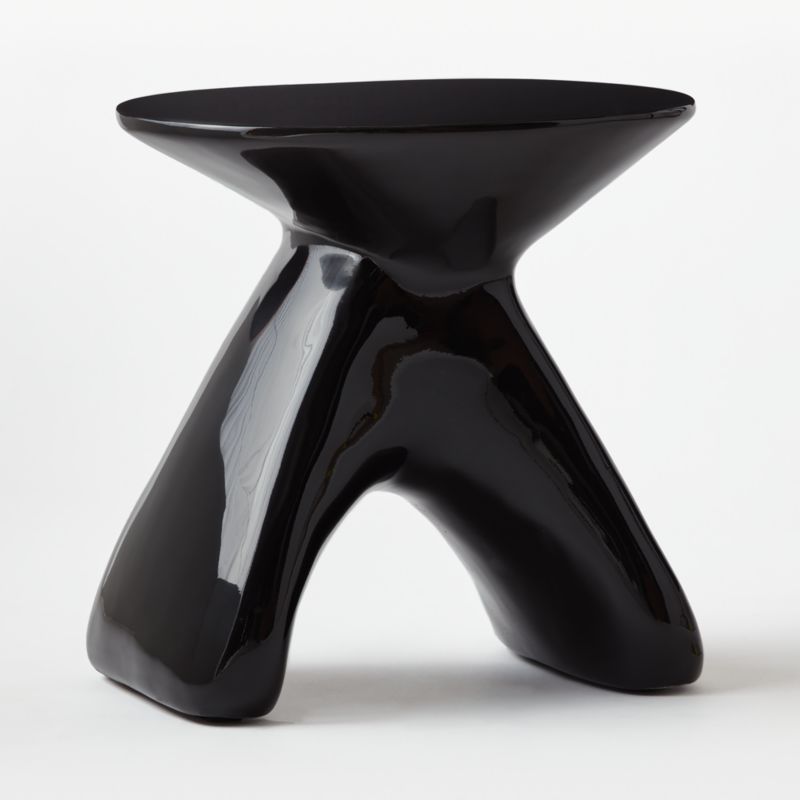 Forcella High-Gloss Black Cement Side Table - image 7 of 10