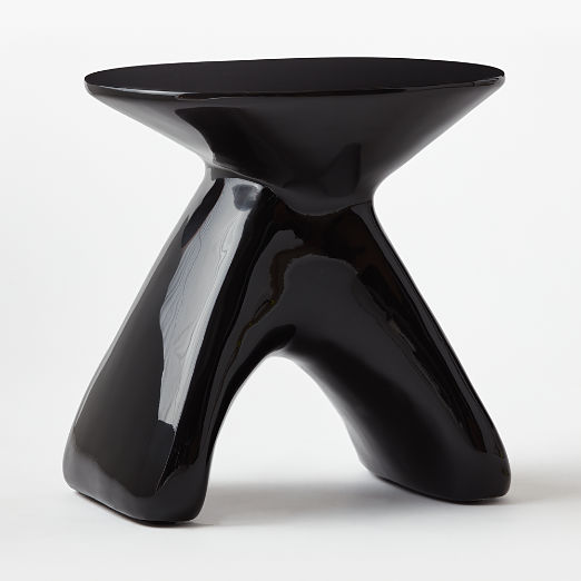 Forcella High-Gloss Black Cement Side Table