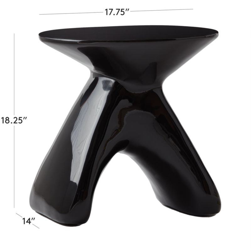 View Forcella High-Gloss Black Cement Side Table - image 3 of 10