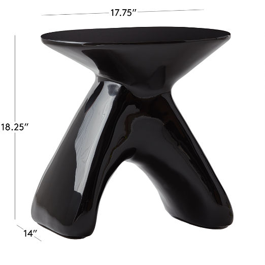 Forcella High-Gloss Black Cement Side Table