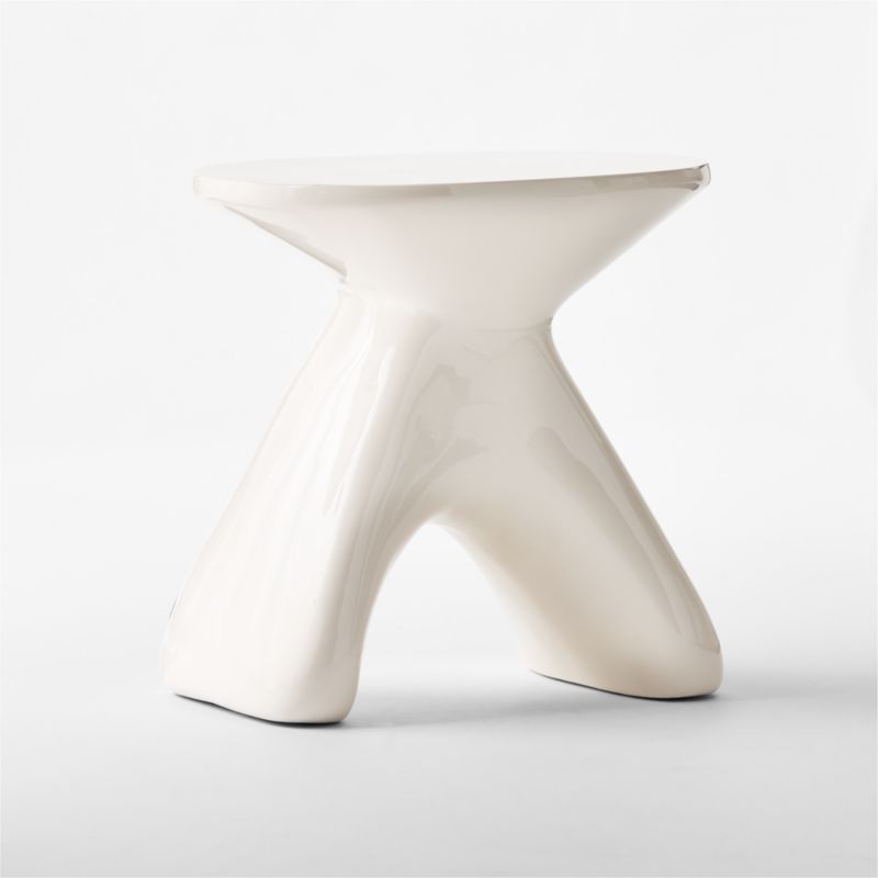 Forcella High-Gloss White Cement Side Table - image 4 of 7