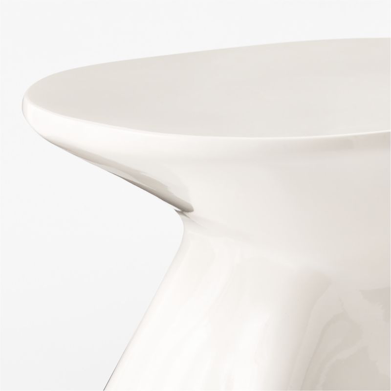 Forcella High-Gloss White Cement Side Table - image 6 of 7