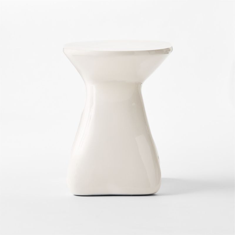 Forcella High-Gloss White Cement Side Table - image 5 of 7