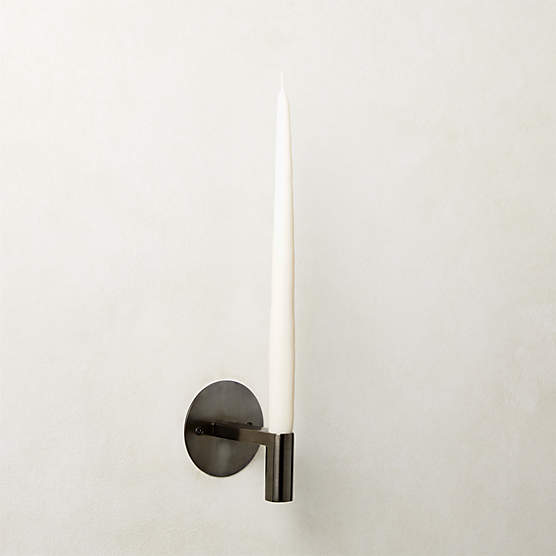 Vela Blackened Brass Modern Wall Sconce Taper Candle Holder + Reviews CB2