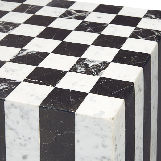 Fori Square Black and White Marble Game Side Table