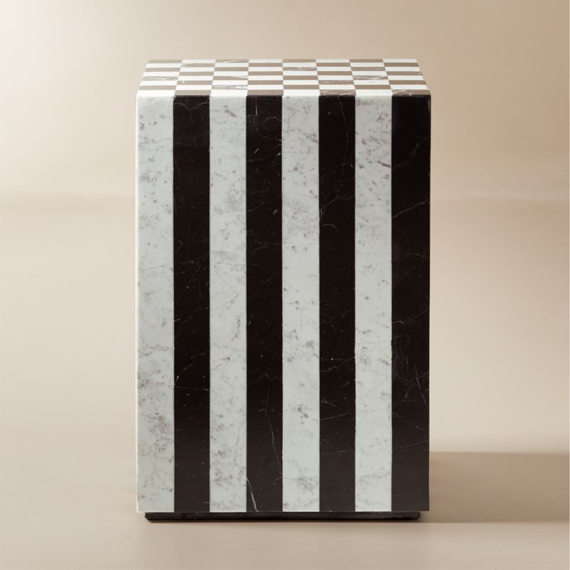 Viewing product image Fori Square Black and White Marble Game Side Table - image 1 of 5