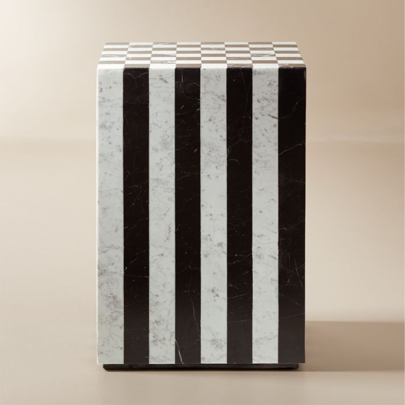 View Fori Square Black and White Marble Game Side Table details
