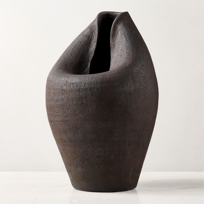 Forma Handcrafted Brown Terracotta Vase 17.5" - image 2 of 4