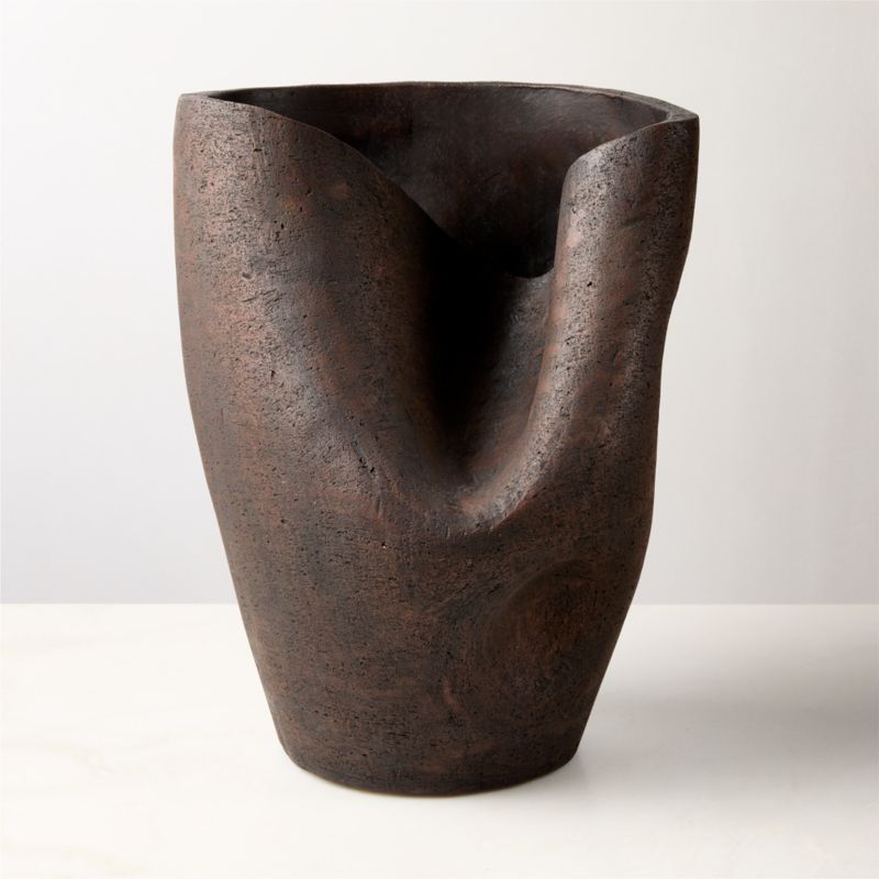 Forma Handcrafted Brown Terracotta Vase - image 1 of 5