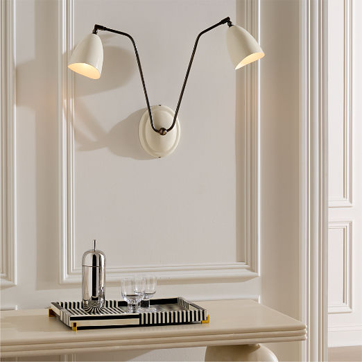 Forna 2-Light White Enamel Wall Sconce Set of 2