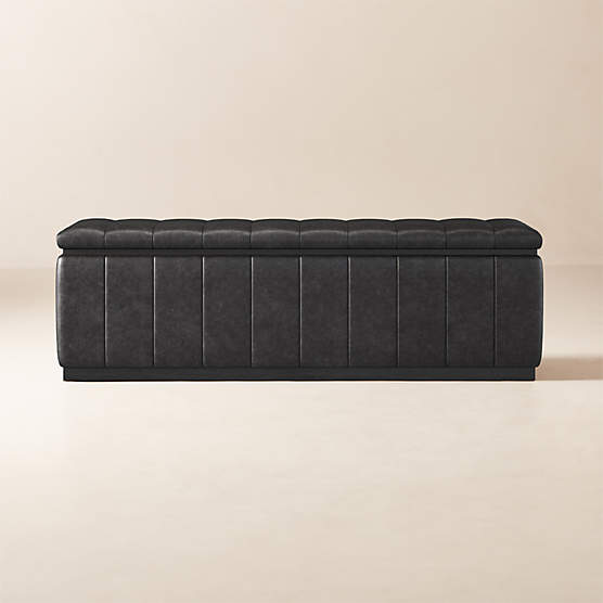 Forte 59" Bello Black Leather Black Bench