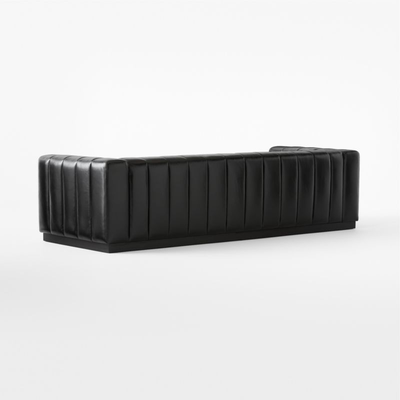 Forte 101" Extra-Large Channeled Black Leather Sofa with Black Base - image 6 of 8