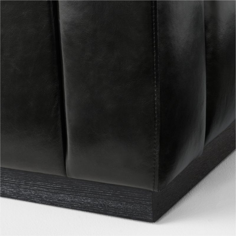 Forte 101" Extra-Large Channeled Black Leather Sofa with Black Base - image 7 of 8