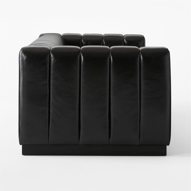 Forte 101" Extra-Large Channeled Black Leather Sofa with Black Base - image 5 of 8