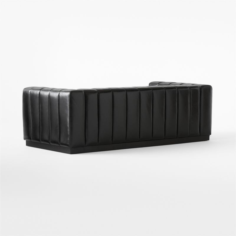 Forte 81" Channeled Black Leather Sofa with Black Base - image 6 of 7