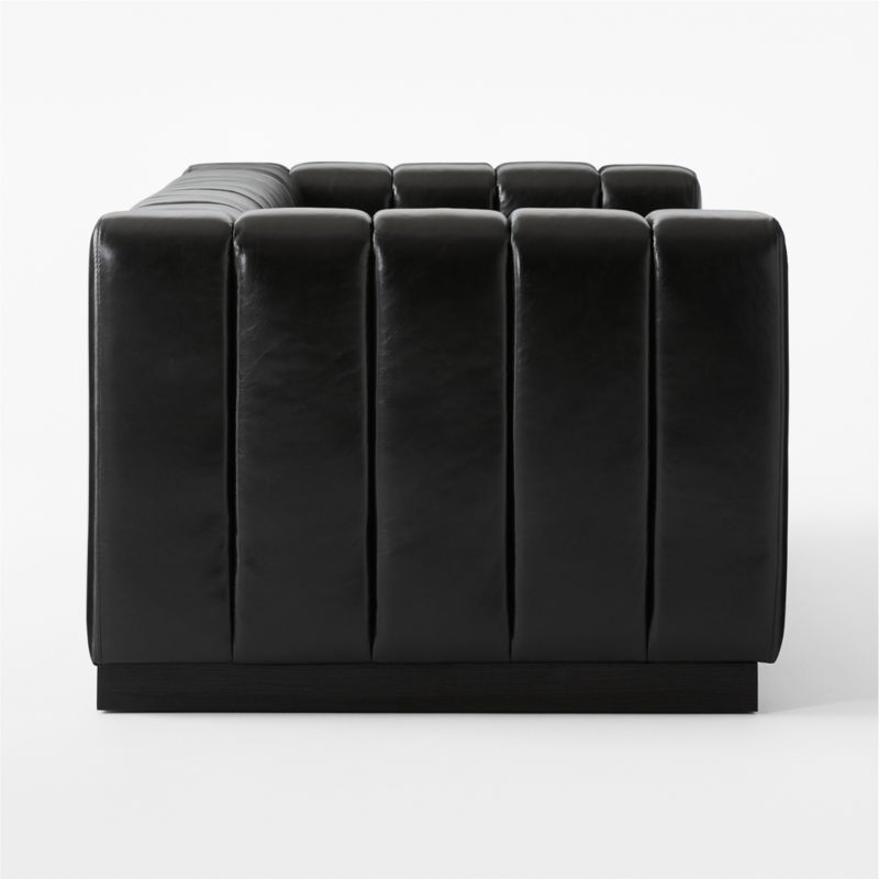 Forte 81" Channeled Black Leather Sofa with Black Base - image 5 of 7