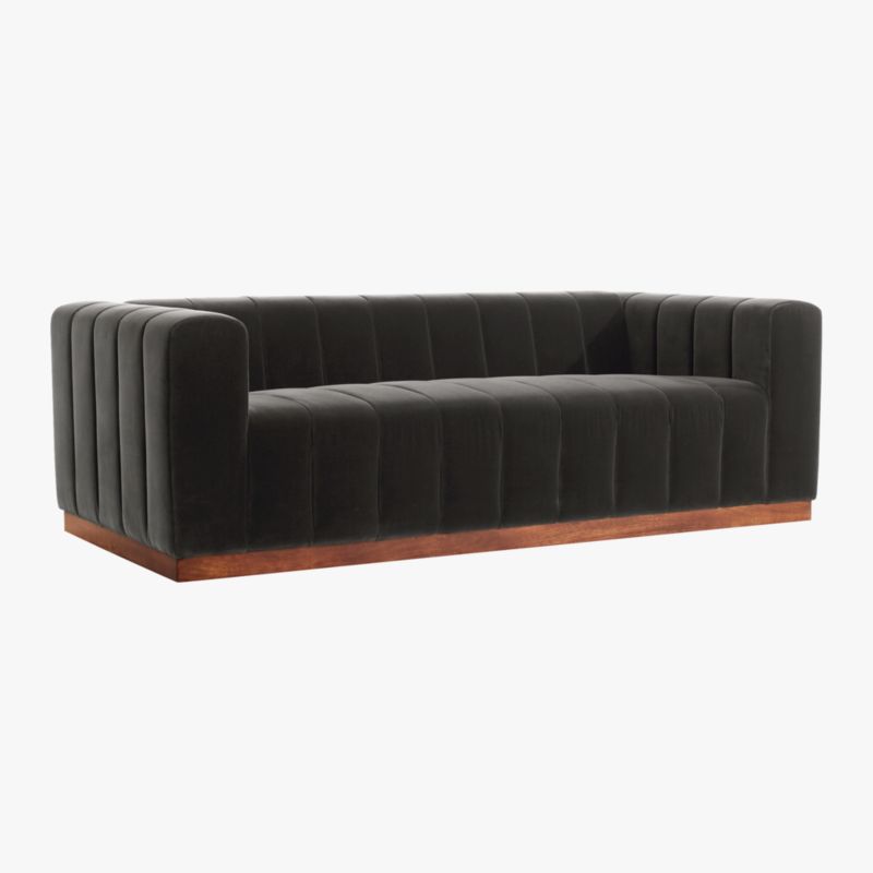 Forte 81" Channeled Sofa with Walnut Base Taylor Charcoal - image 3 of 7