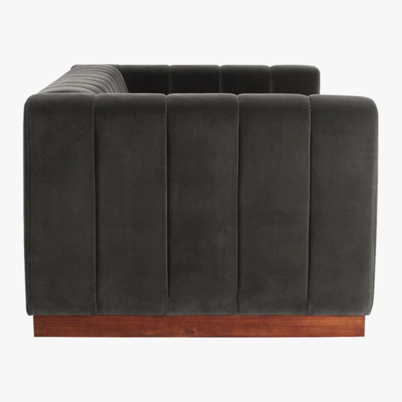 Forte 81" Channeled Sofa with Walnut Base Taylor Charcoal - image 4 of 7